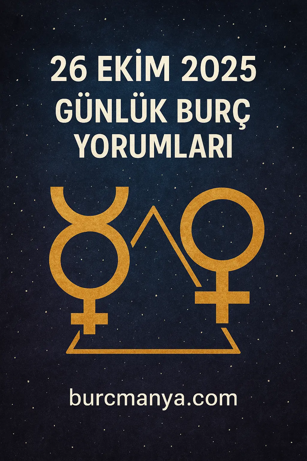26 Ekim 2025 günlük burç yorumları görseli — Merkür Venüs üçgeni etkisi altında astrolojik enerji, burcmanya.com