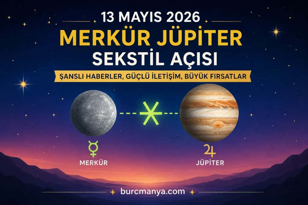 13 Mayıs 2026 Merkür Jüpiter Sekstil Açısı