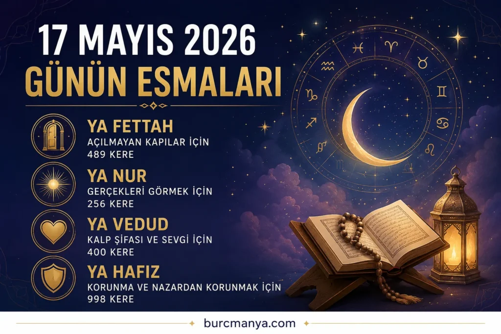17 Mayıs 2026 Günün Esmaları
