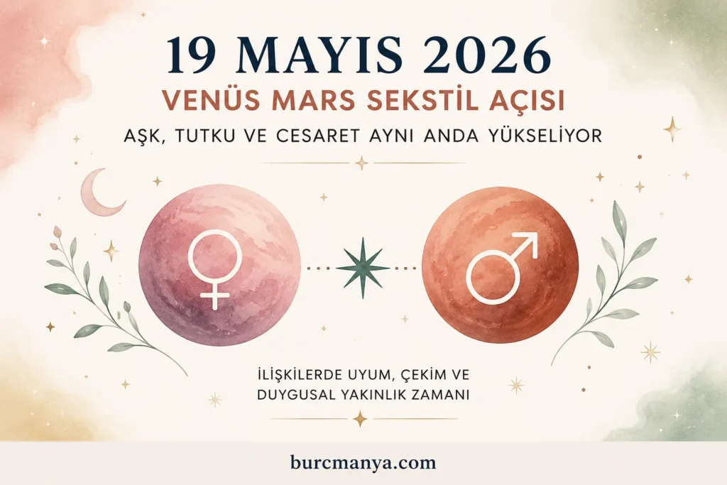 19 Mayıs 2026 Venüs Mars Sekstil Açısı