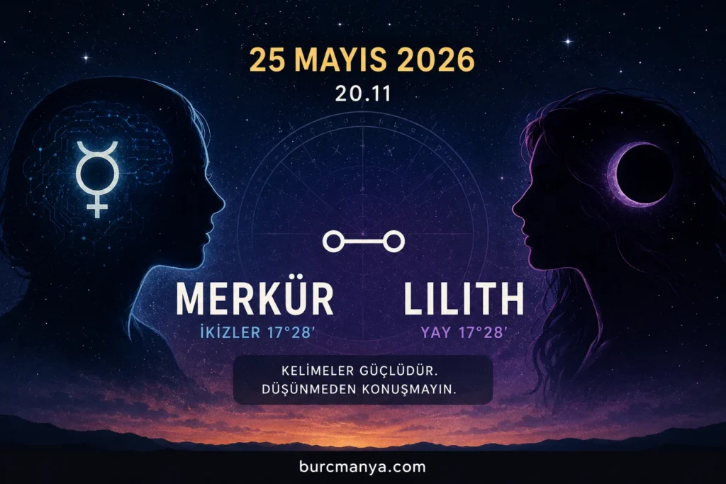 25 Mayıs 2026 Merkür Lilith Karşıtlığı