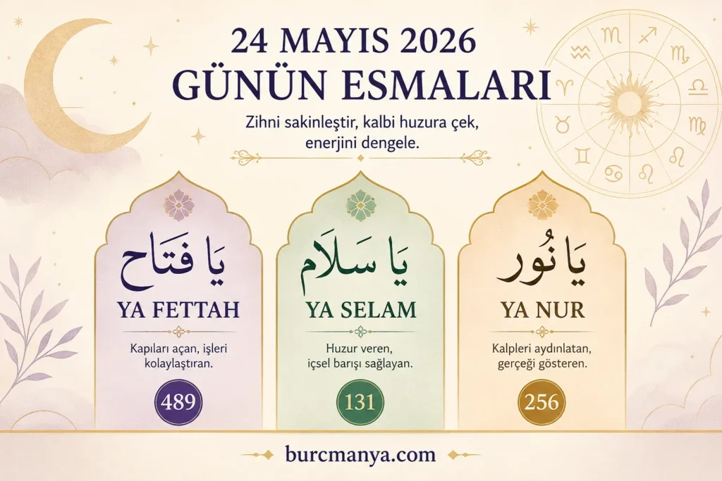 24 Mayıs 2026 Günün Esmaları