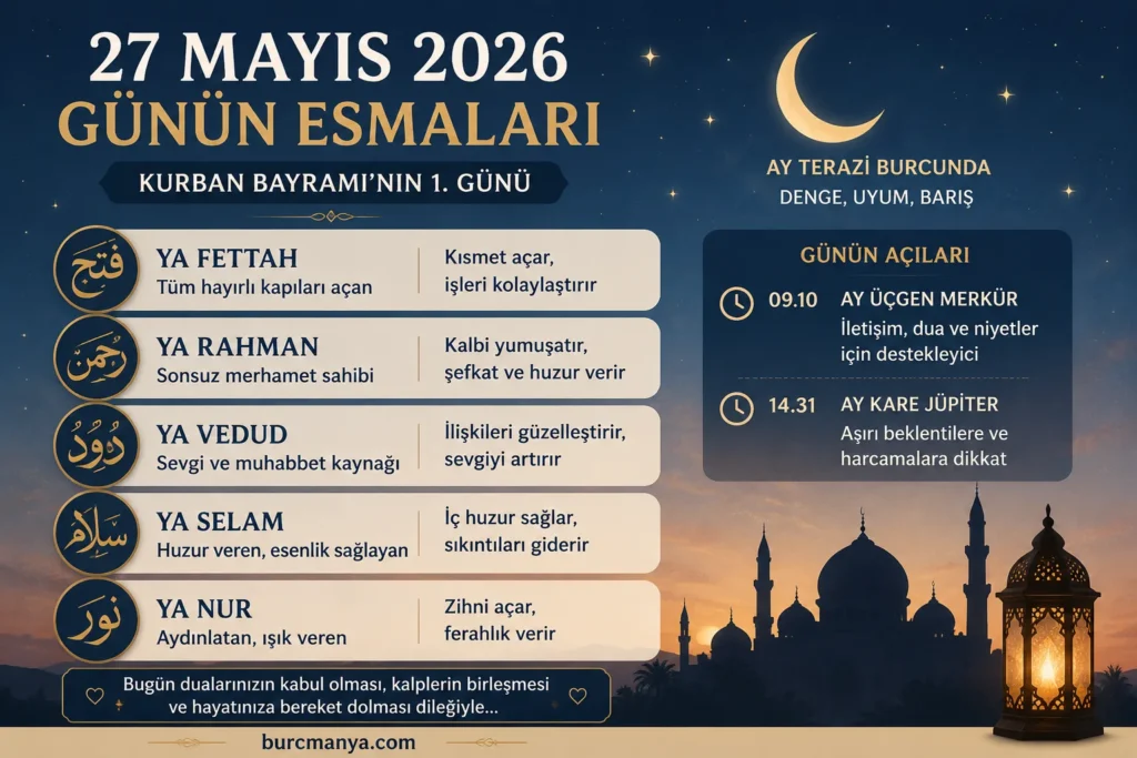 27 Mayıs 2026 Günün Esmaları