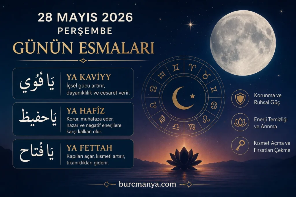 28 Mayıs 2026 Perşembe Günün Esmaları