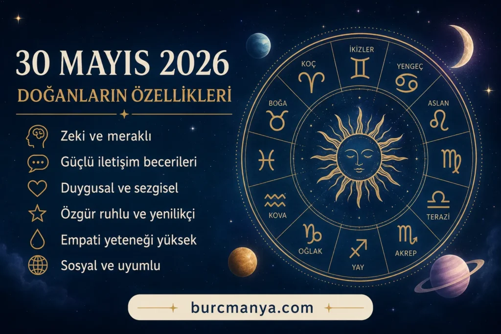 30 Mayıs 2026'da Doğanların Özellikleri