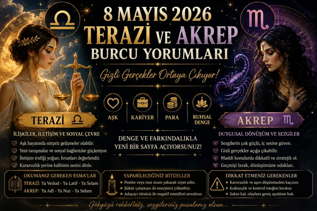 8 Mayıs 2026 Terazi Ve Akrep Burcu Yorumu