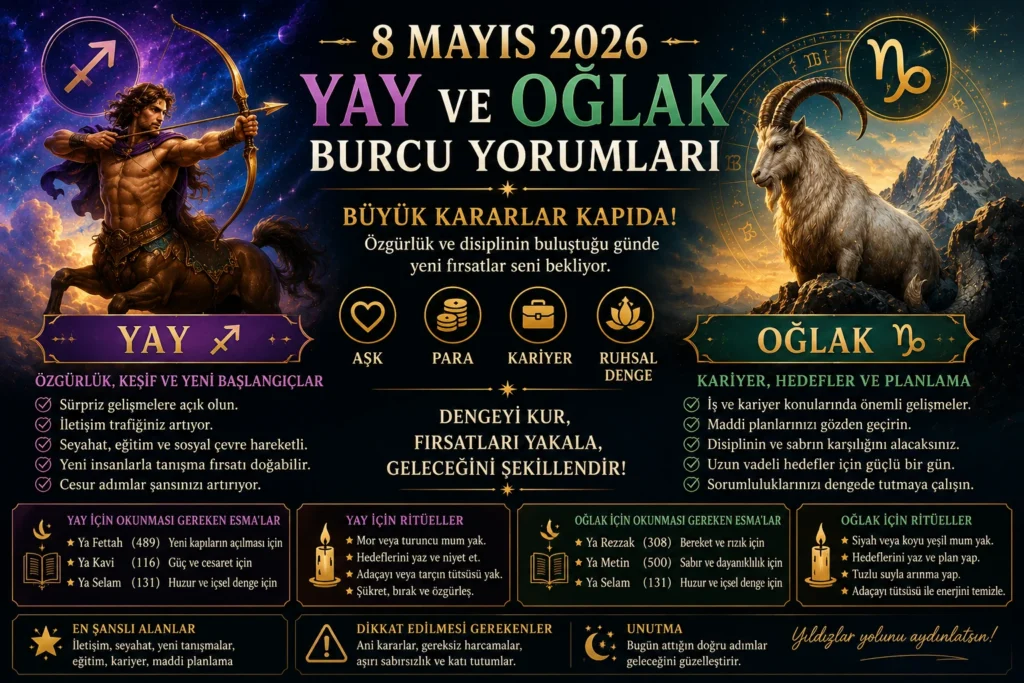 8 Mayıs 2026 Yay Ve Oğlak Burcu Yorumu