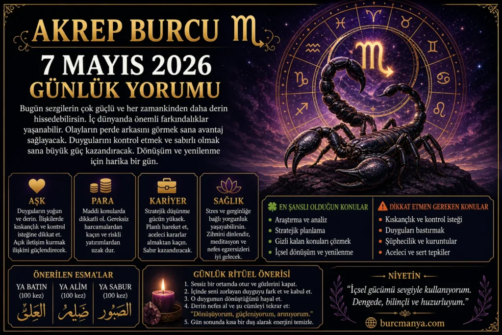 Akrep Burcu 7 Mayıs 2026 Günlük Yorumu