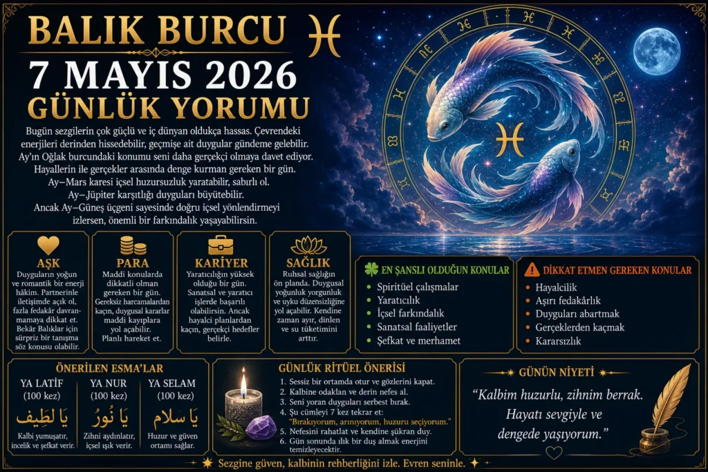 Balık Burcu 7 Mayıs 2026 Günlük Yorumu