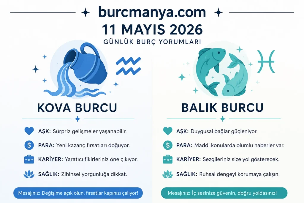 Kova Ve Balık Burcu 11 Mayıs 2026 Yorumları