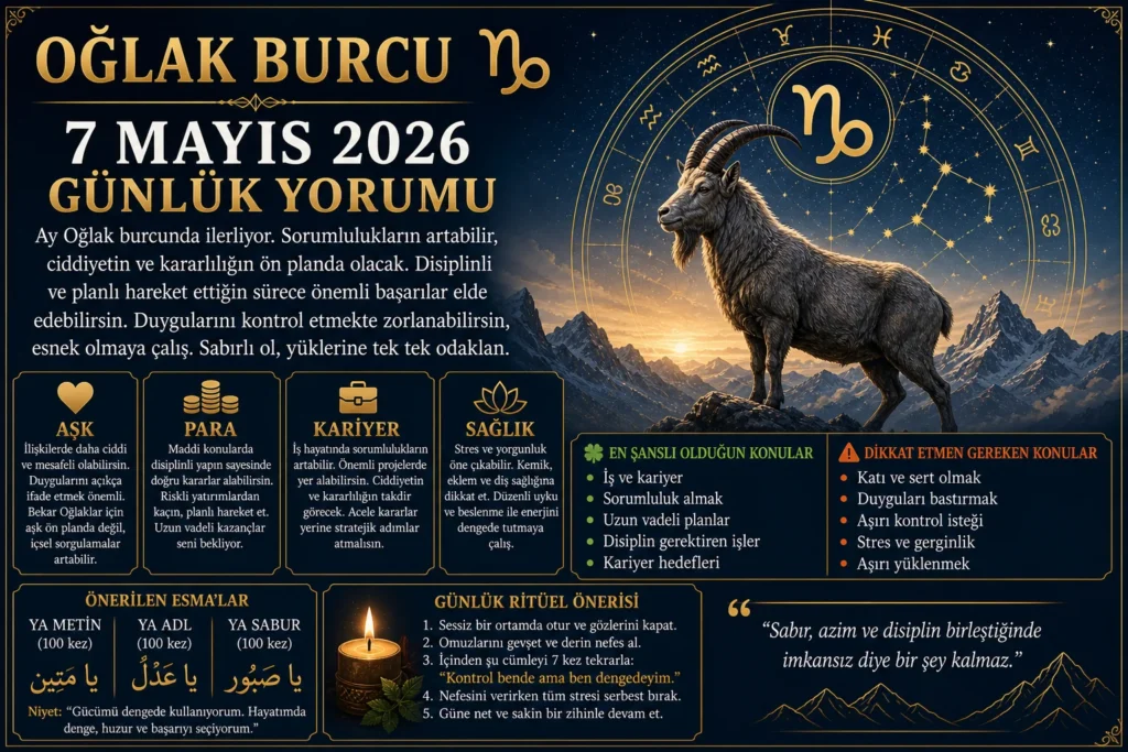 Oğlak Burcu 7 Mayıs 2026 Günlük Yorumu