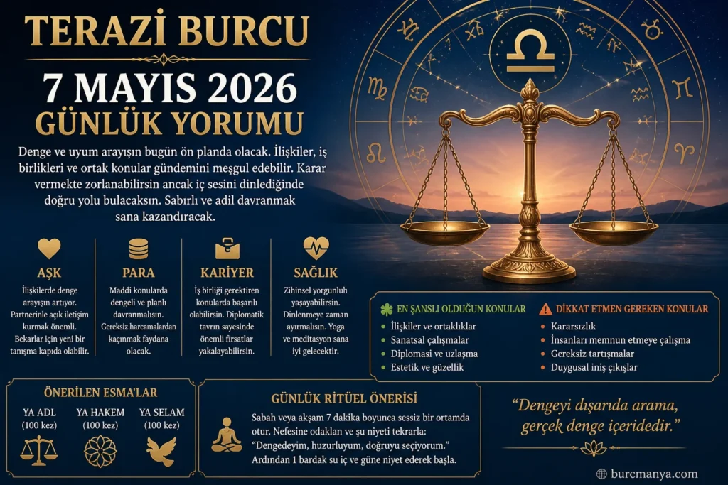 Terazi Burcu 7 Mayıs 2026 Günlük Yorumu