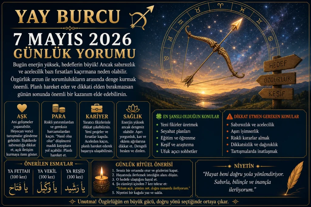 Yay Burcu 7 Mayıs 2026 Günlük Yorumu