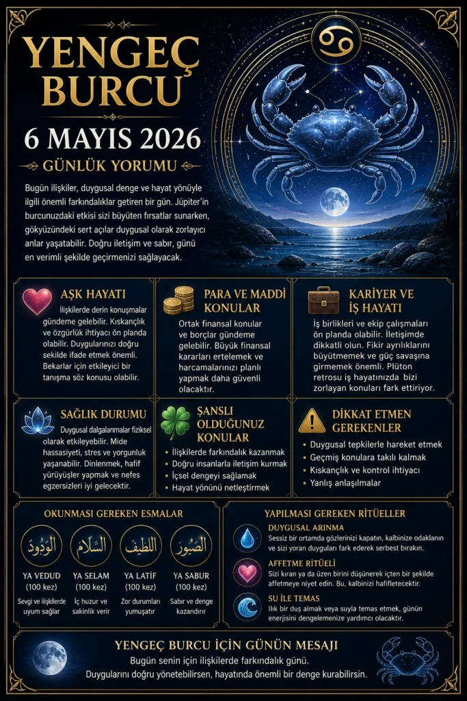 Yengeç Burcu 6 Mayıs 2026 Yorumu