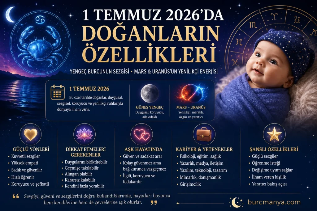 1 Temmuz 2026'da Doğanların Özellikleri