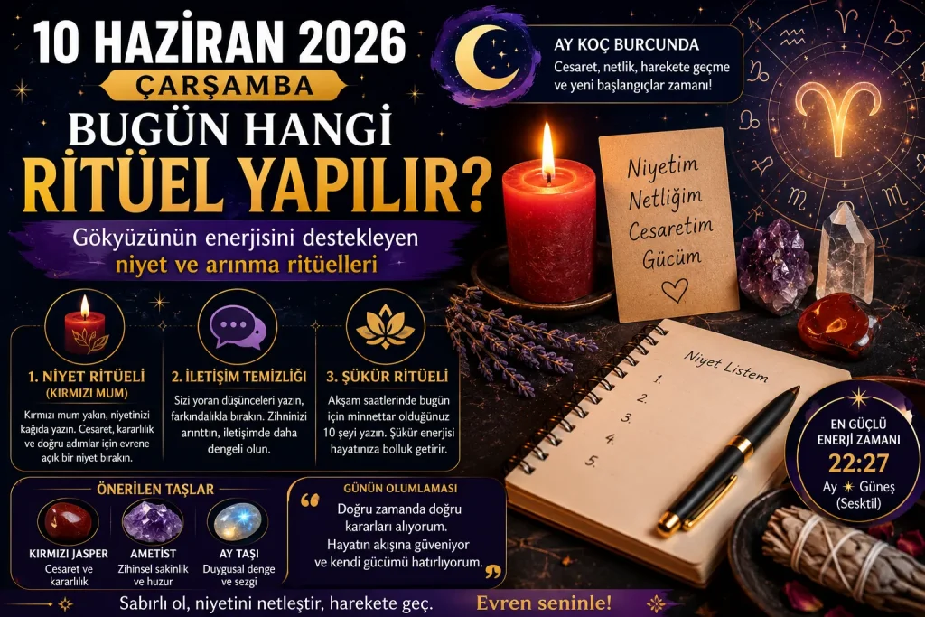 10 Haziran 2026 Çarşamba Bugün Hangi Ritüel Yapılır