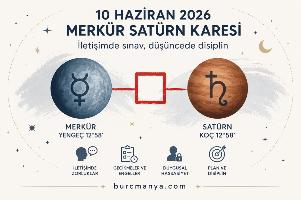 10 Haziran 2026 Merkür Satürn Karesi