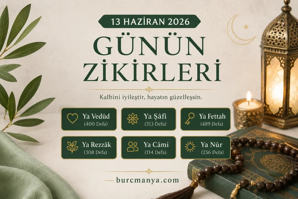 13 Haziran 2026 Günün Zikirleri