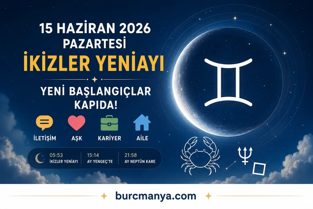 15 Haziran 2026 Pazartesi İkizler Yeniayı