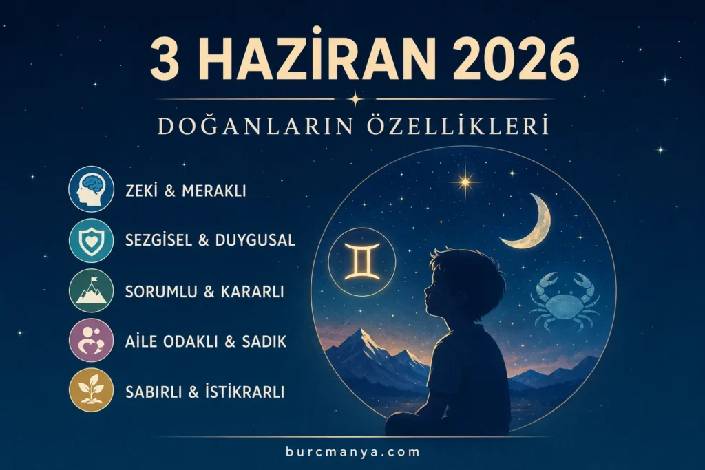 3 Haziran 2026'da Doğanların Özellikleri