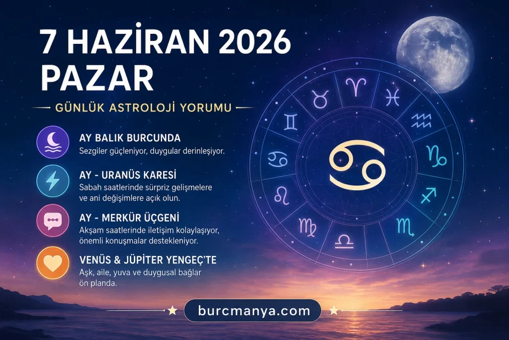 7 Haziran 2026 Pazar Günlük Astroloji Yorumu