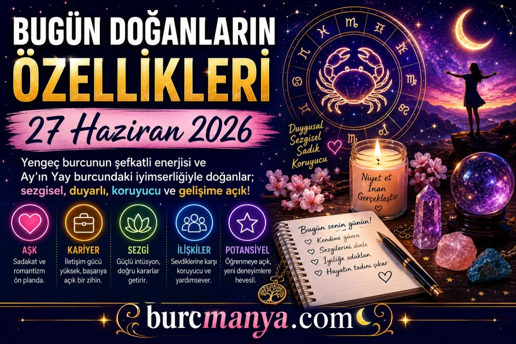 Bugün Doğanların Özellikleri 27 Haziran 2026