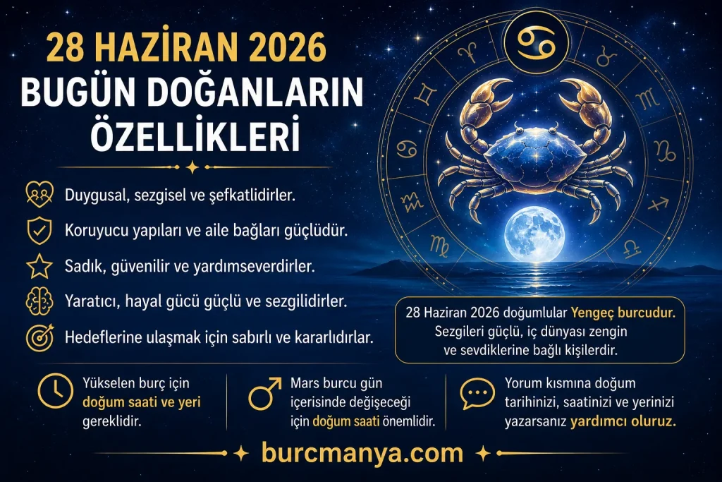 Bugün Doğanların Özellikleri 28 Haziran 2026