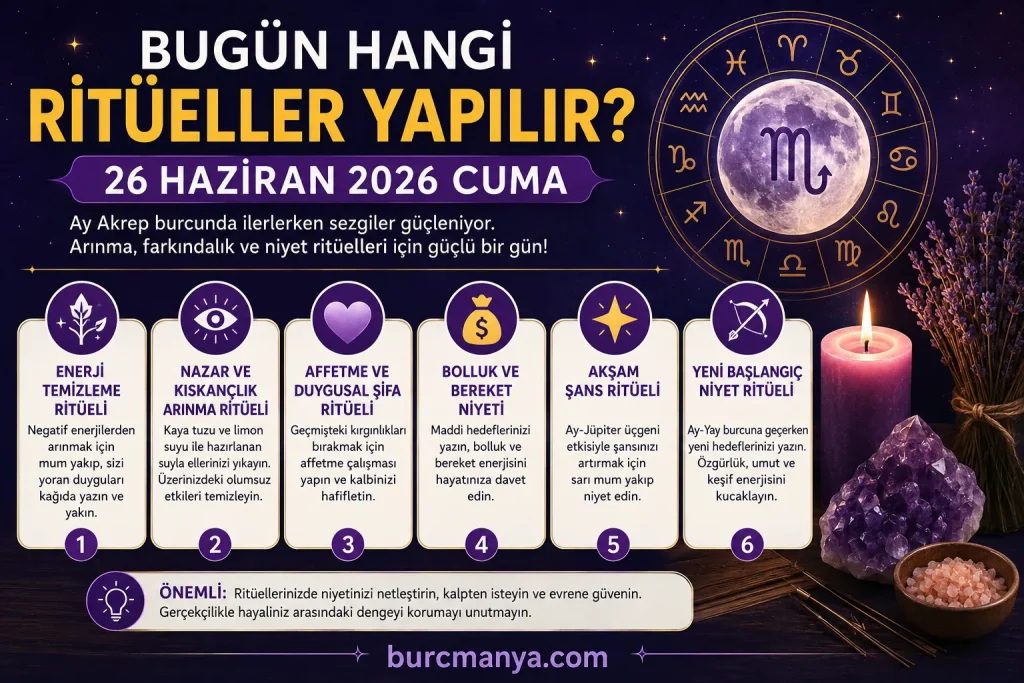 Bugün Hangi Ritüeller Yapılır 26 Haziran 2026 Cuma