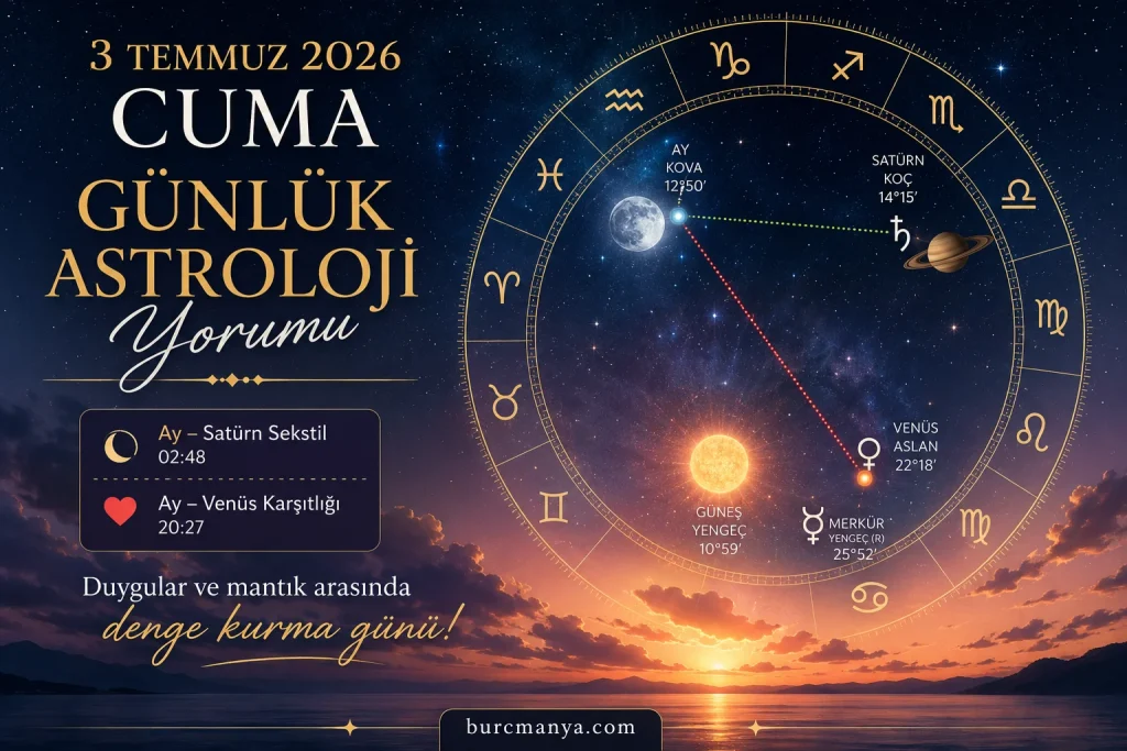 3 Temmuz 2026 Cuma Günlük Astroloji Yorumu