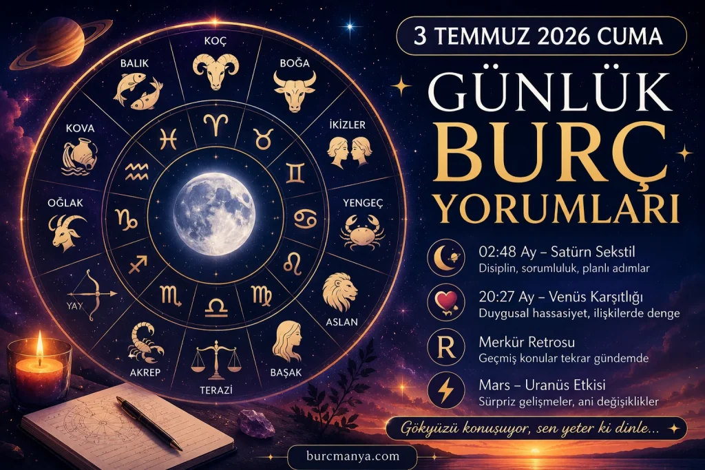 3 Temmuz 2026 Cuma Günlük Burç Yorumları