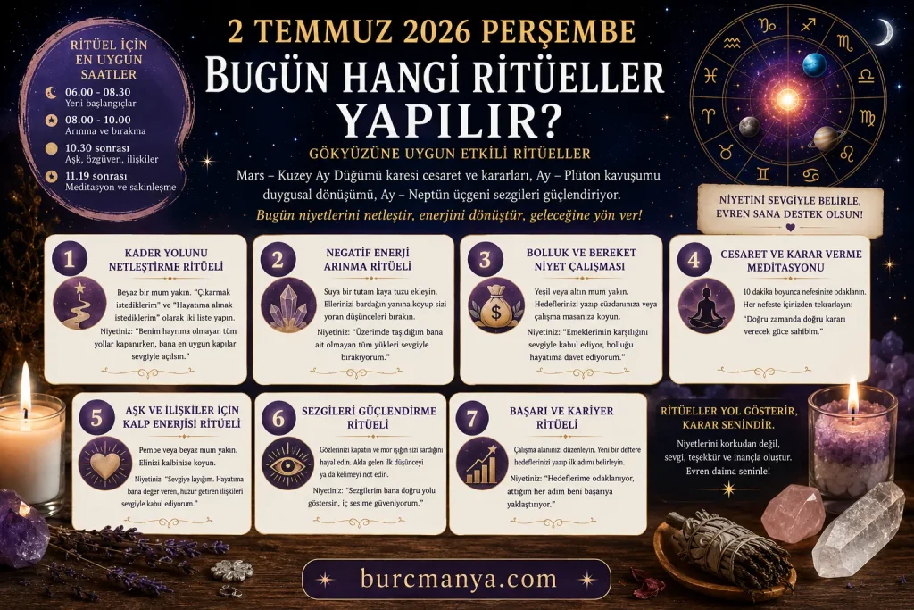 Bugün Hangi Ritüeller Yapılır 2 Temmuz 2026 Perşembe