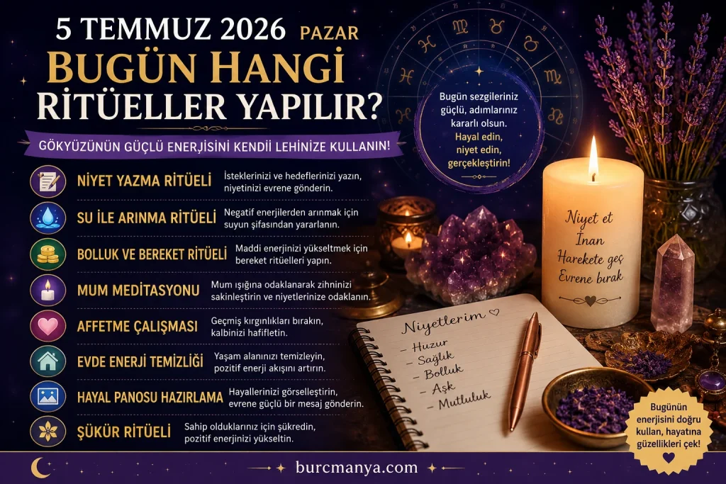 Bugün Hangi Ritüeller Yapılır 5 Temmuz 2026 Pazar