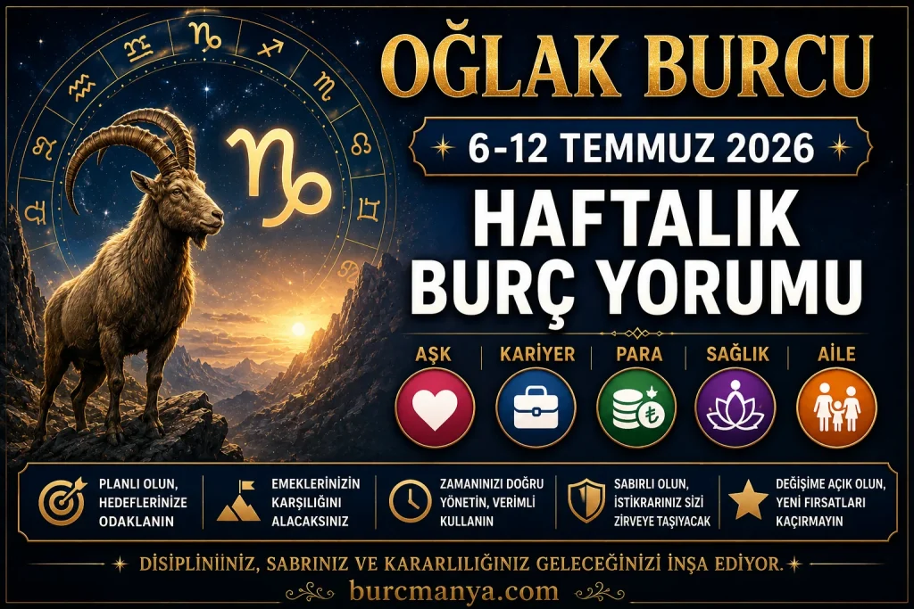 Oğlak Burcu 6-12 Temmuz 2026 Haftalık Burç Yorumu