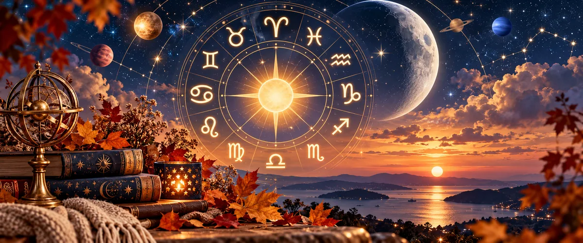17 Ekim 2026 günlük burç yorumları, 12 burç için aşk, para ve kariyer yorumlarını simgeleyen astroloji görseli.