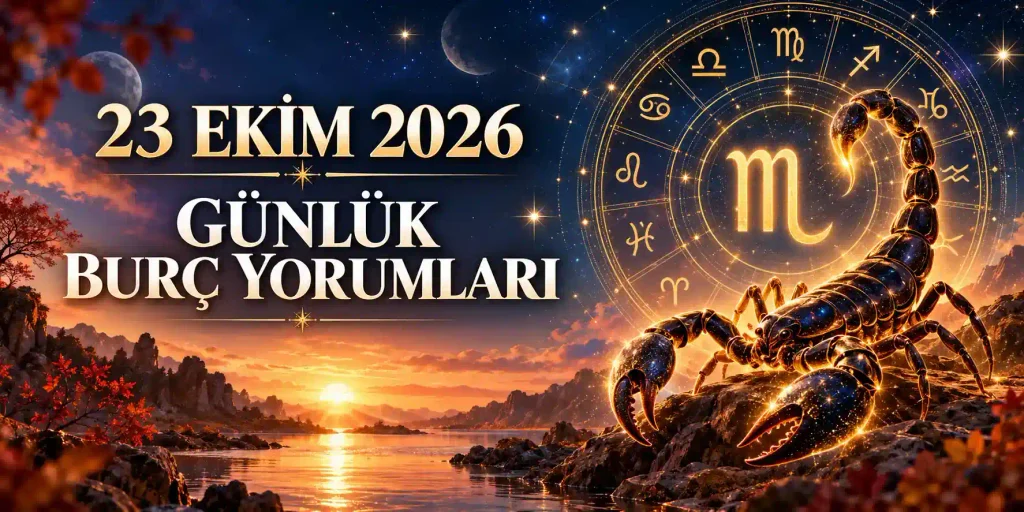 23 Ekim 2026 günlük burç yorumları ve Güneş'in Akrep burcuna geçişini simgeleyen astroloji görseli