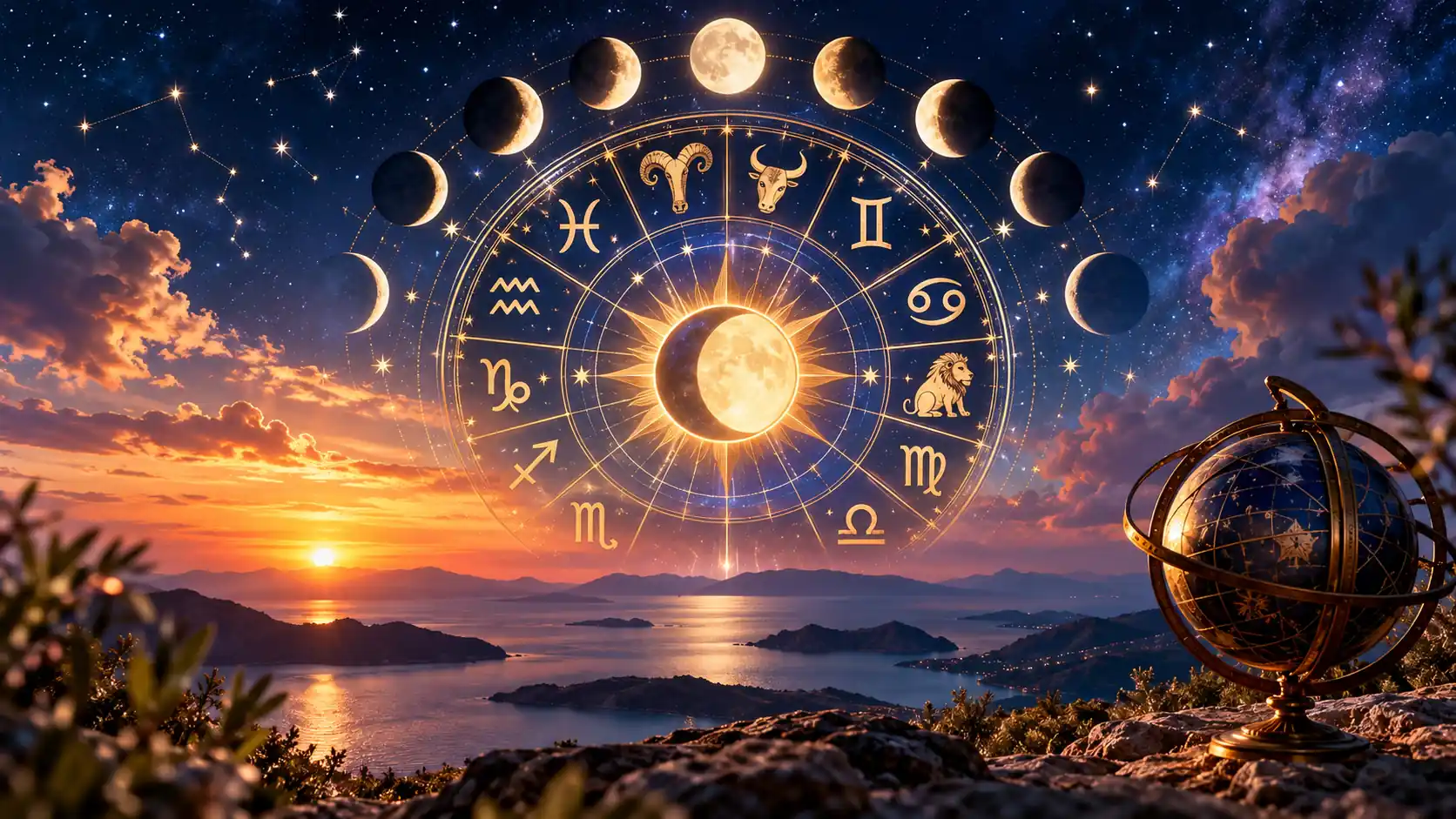 3 Kasım 2026 günlük burç yorumları için 12 burcun sembollerini, Ay ve Güneş figürlerini gösteren astroloji görseli