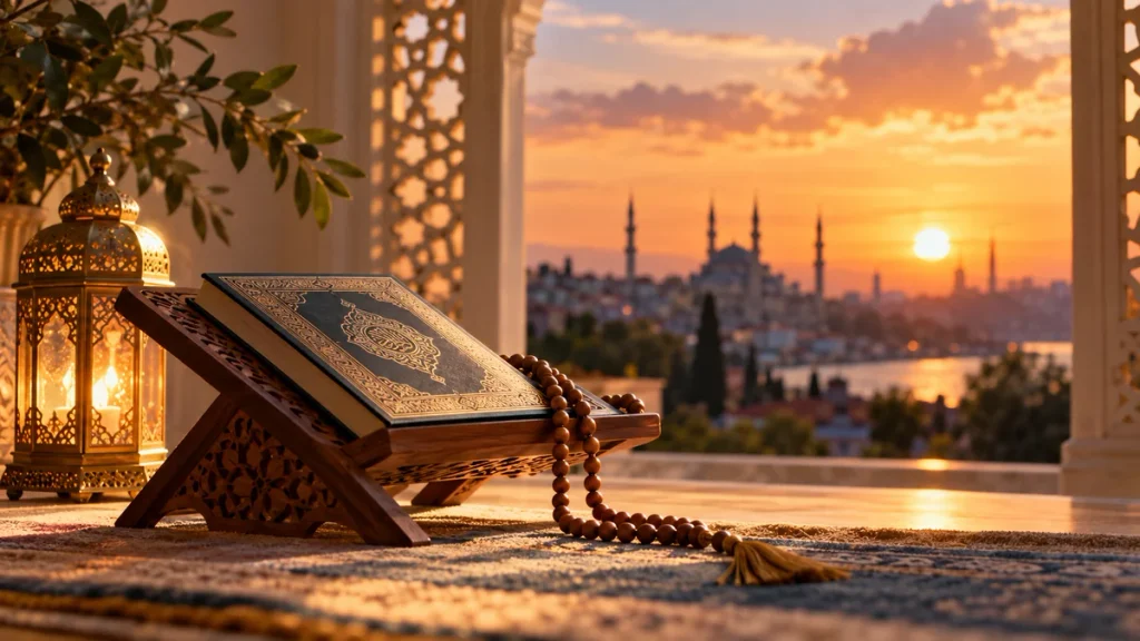 Ya Vedud esması ne için okunur konulu yazı için Kur'an-ı Kerim ve tesbih görseli