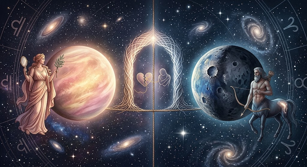 28 Ekim 2026 Venüs Chiron karşıtlığı astroloji haritası ve gezegen sembolleri